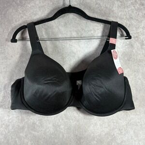 Cacique Bra Women 46C Black Intuition Lightly Lined T-Shirt Underwire Plus Size